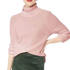 J. Crew Blush Pink Turtleneck Cotton Knit Oversized Sweater - M